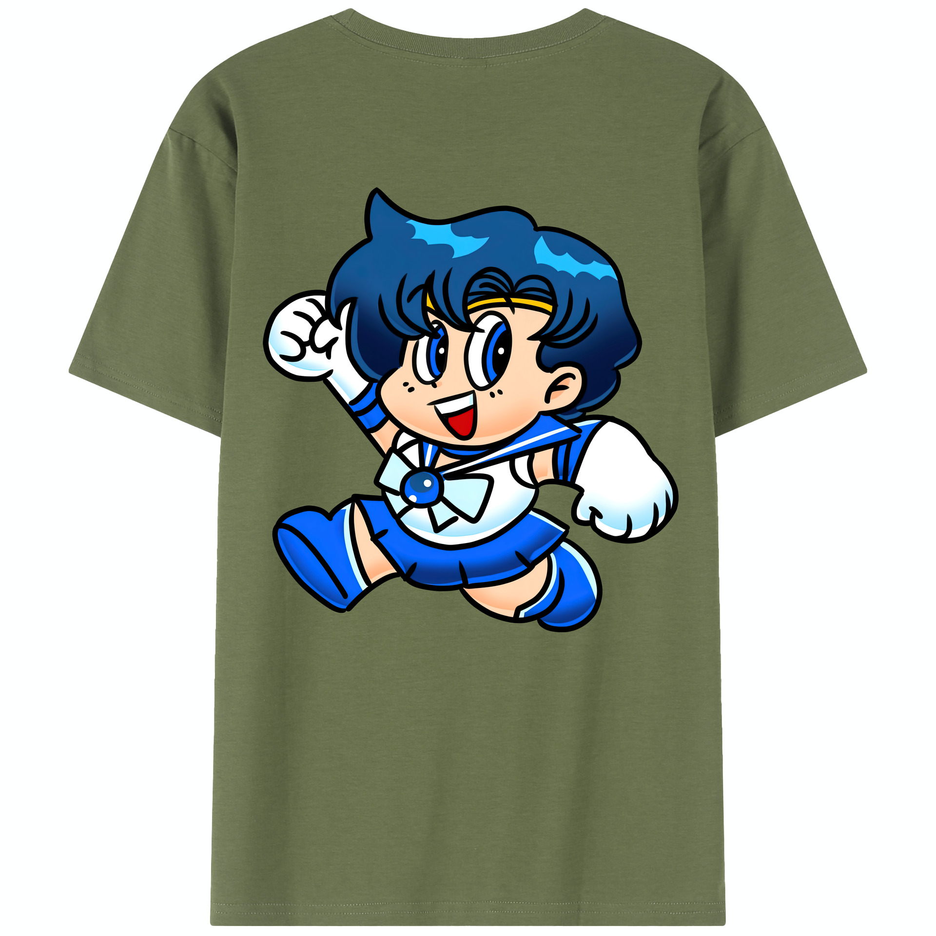 （画像用） 美少女戦士セーラームーン 水野 亜美 みずの あみ Sailor Moon Mizuno Ami 綿100％半袖Tシャツ（背面プリント）